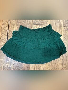 Altar'd State Dark Green Ruffled Mini Skirt